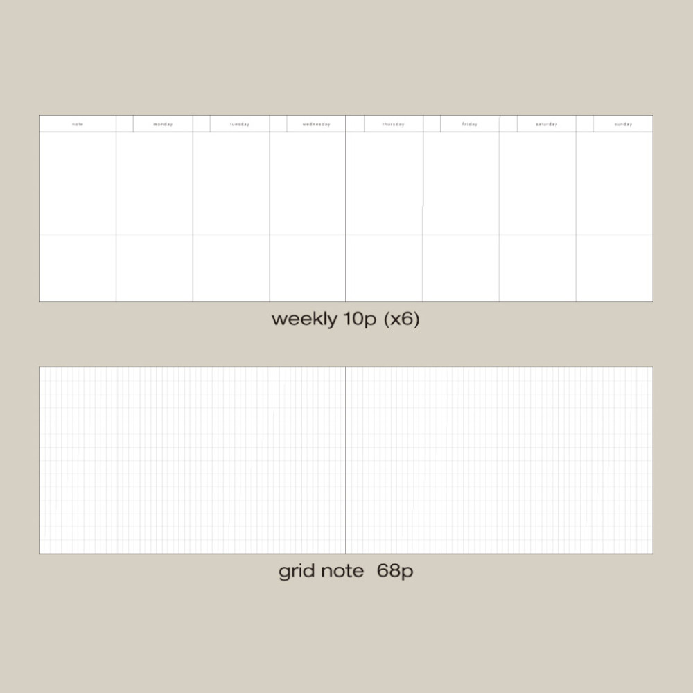 Weekly plan and grid note - After The Rain Post Sequence 6 Months Dateless Weekly Diary