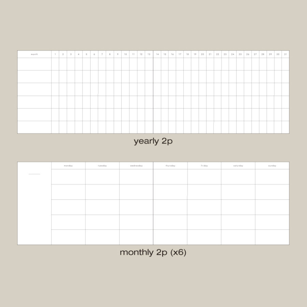 Yearly plan and Monthly plan - After The Rain Post Sequence 6 Months Dateless Weekly Diary
