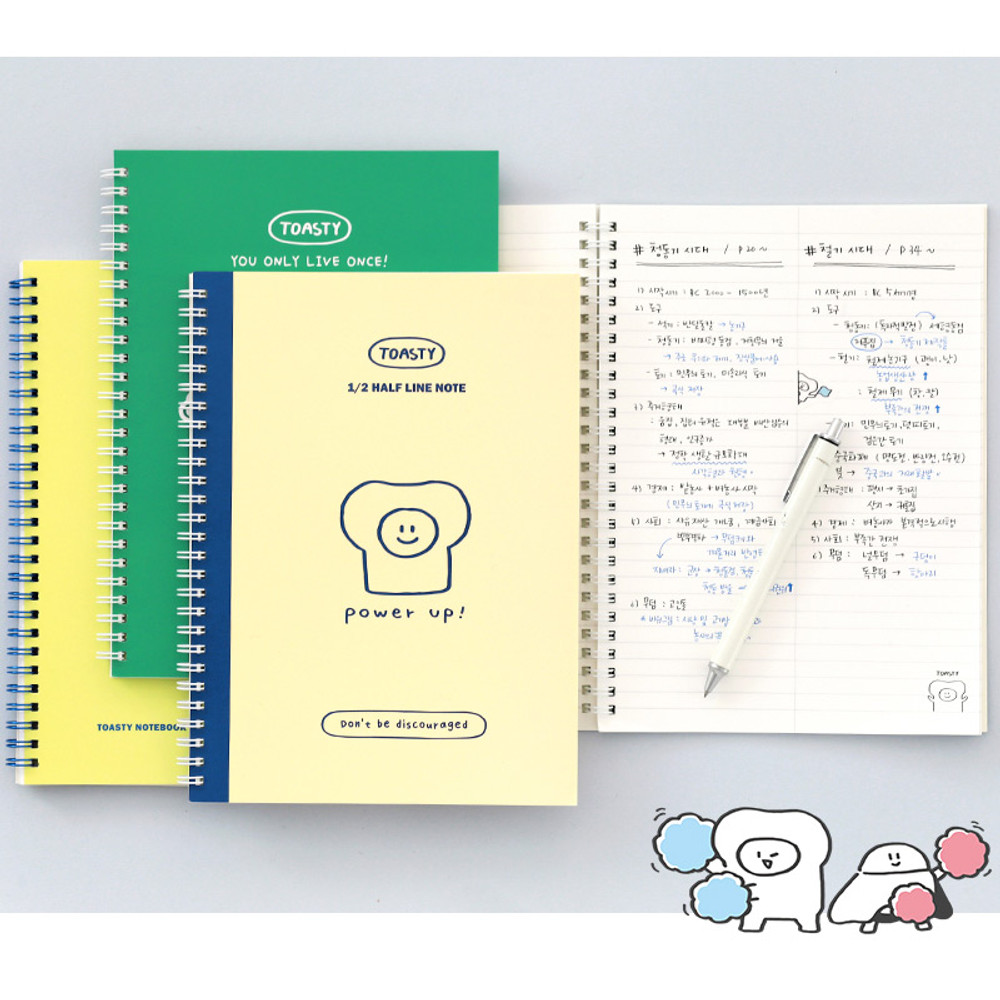Usage example - Indigo Toasty Wirebound Half Divided Lined Notebook