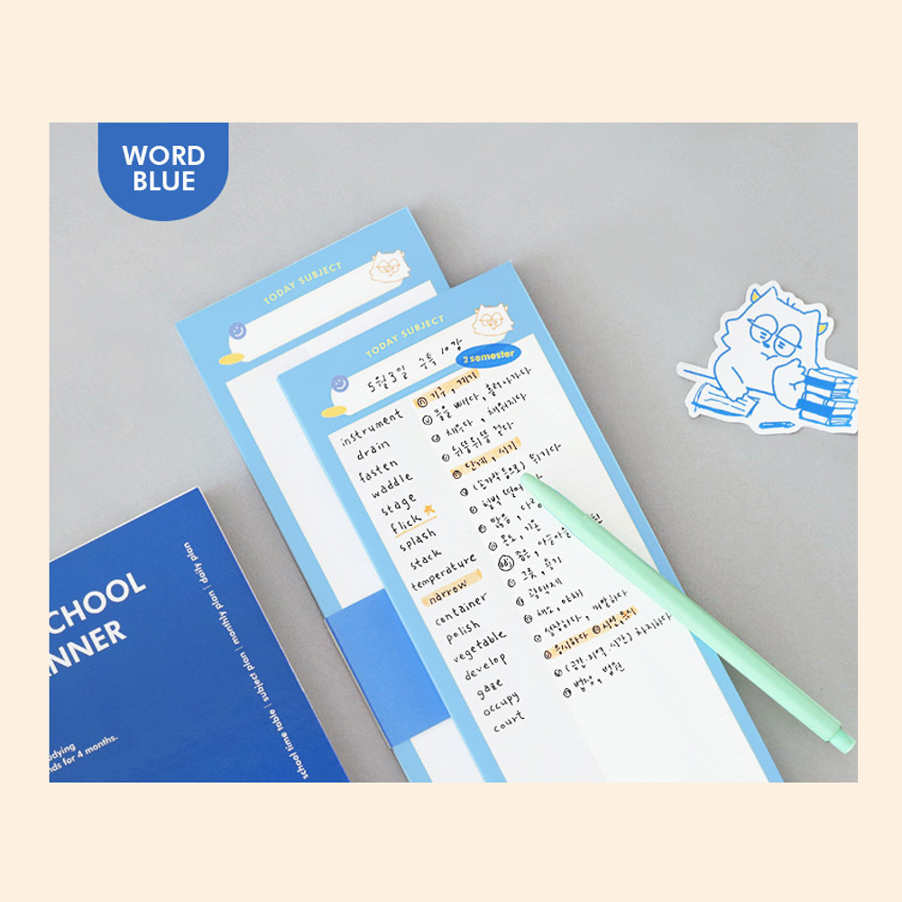 Blue - Indigo Monster School Half B5 Writing Notepad