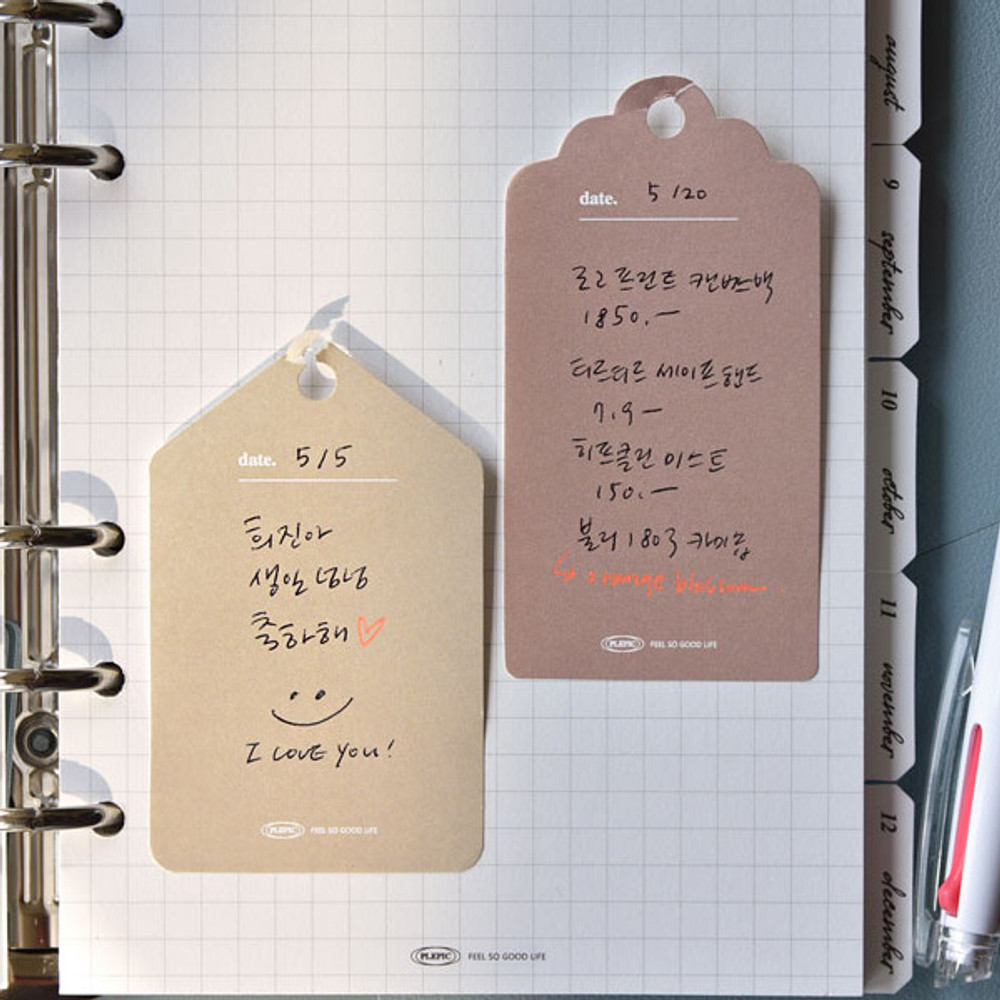 Usage example - Play Obje Nude Label Sticky Notepad with Ball Chain