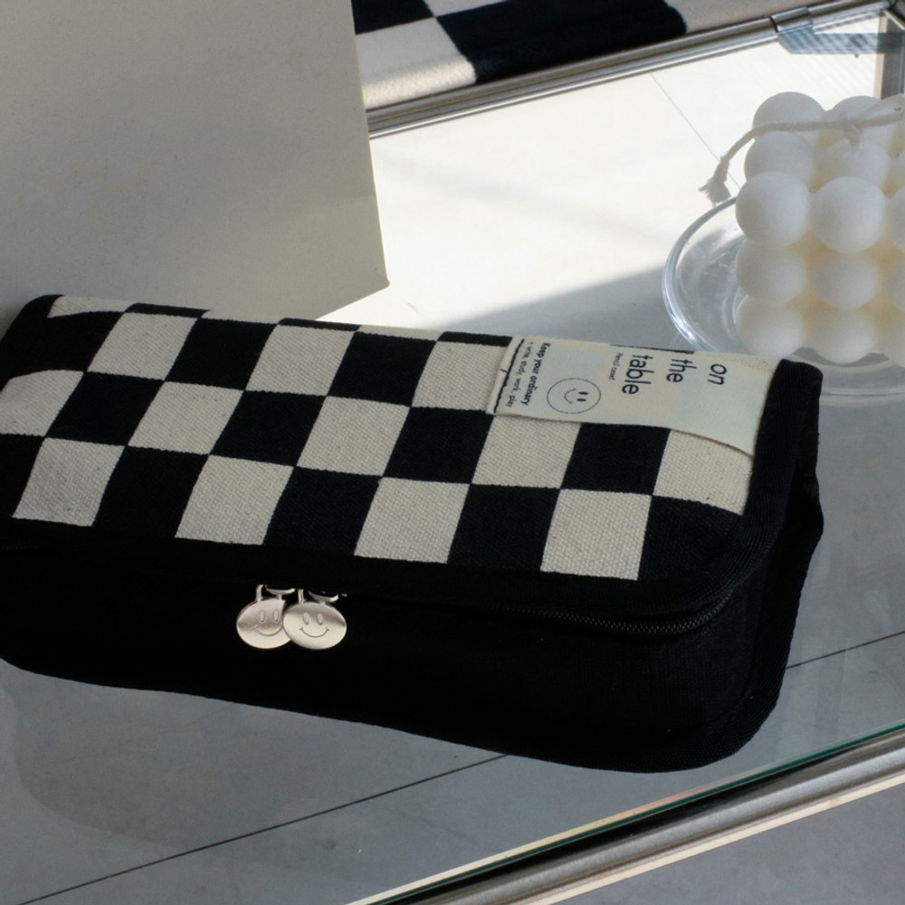 Second Mansion Checker Board Daily Zipper Pencil Case Pouch