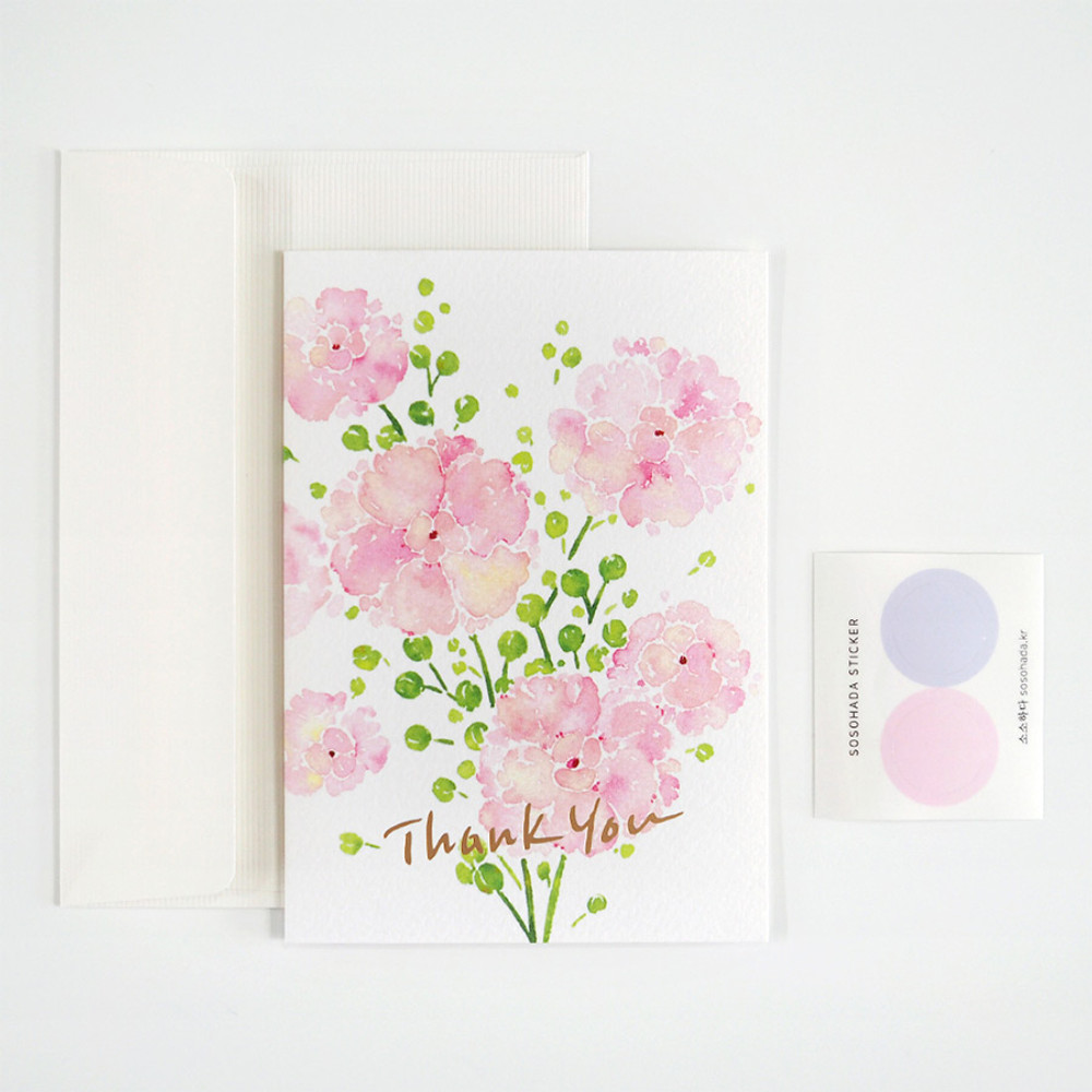 Sosohada Flowers Thank You Card with Envelope