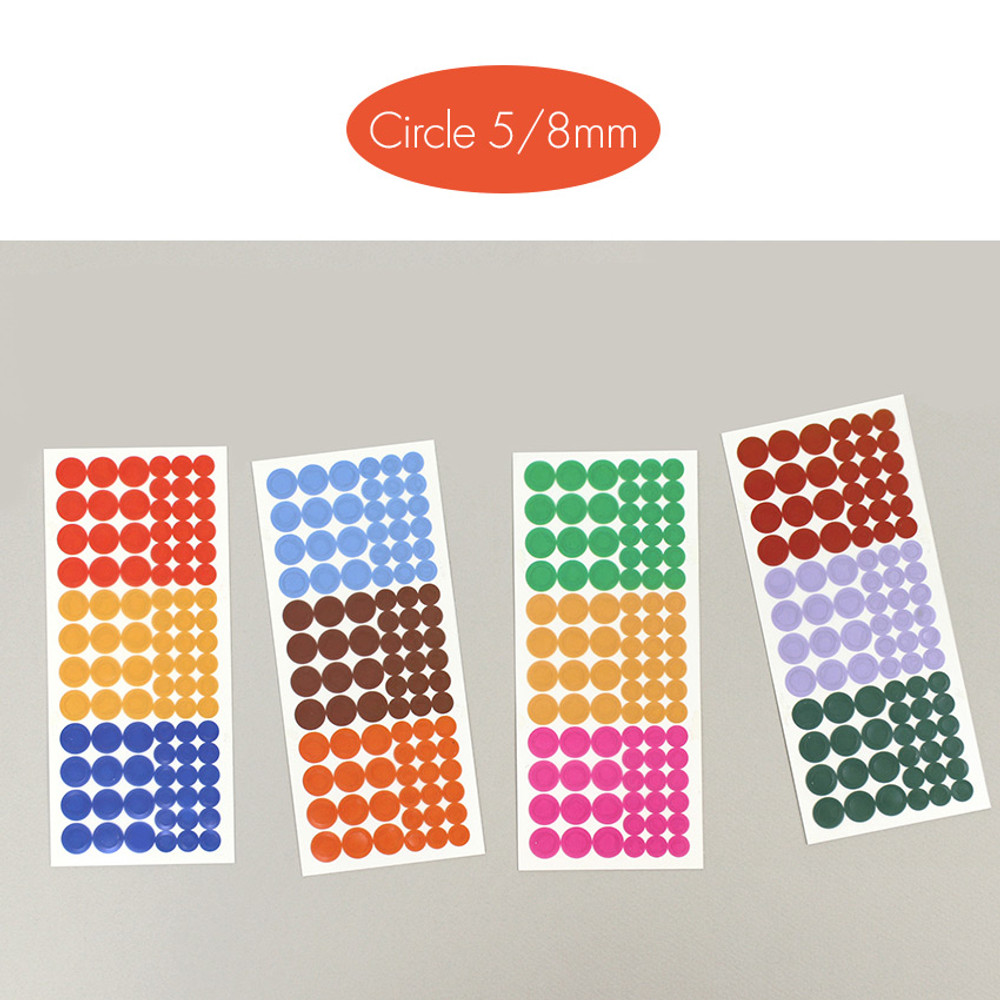 5mm, 8mm - Paperian Pigment Circle Clear Removable Sticker Pack