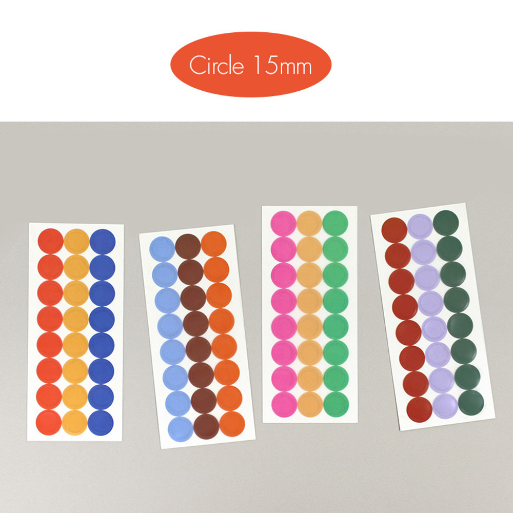 15mm - Paperian Pigment Circle Clear Removable Sticker Pack