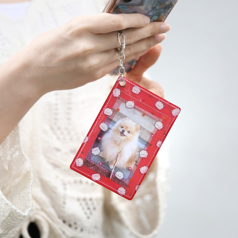 BT21 Minini Leather Patch Card Holder with Keyclip