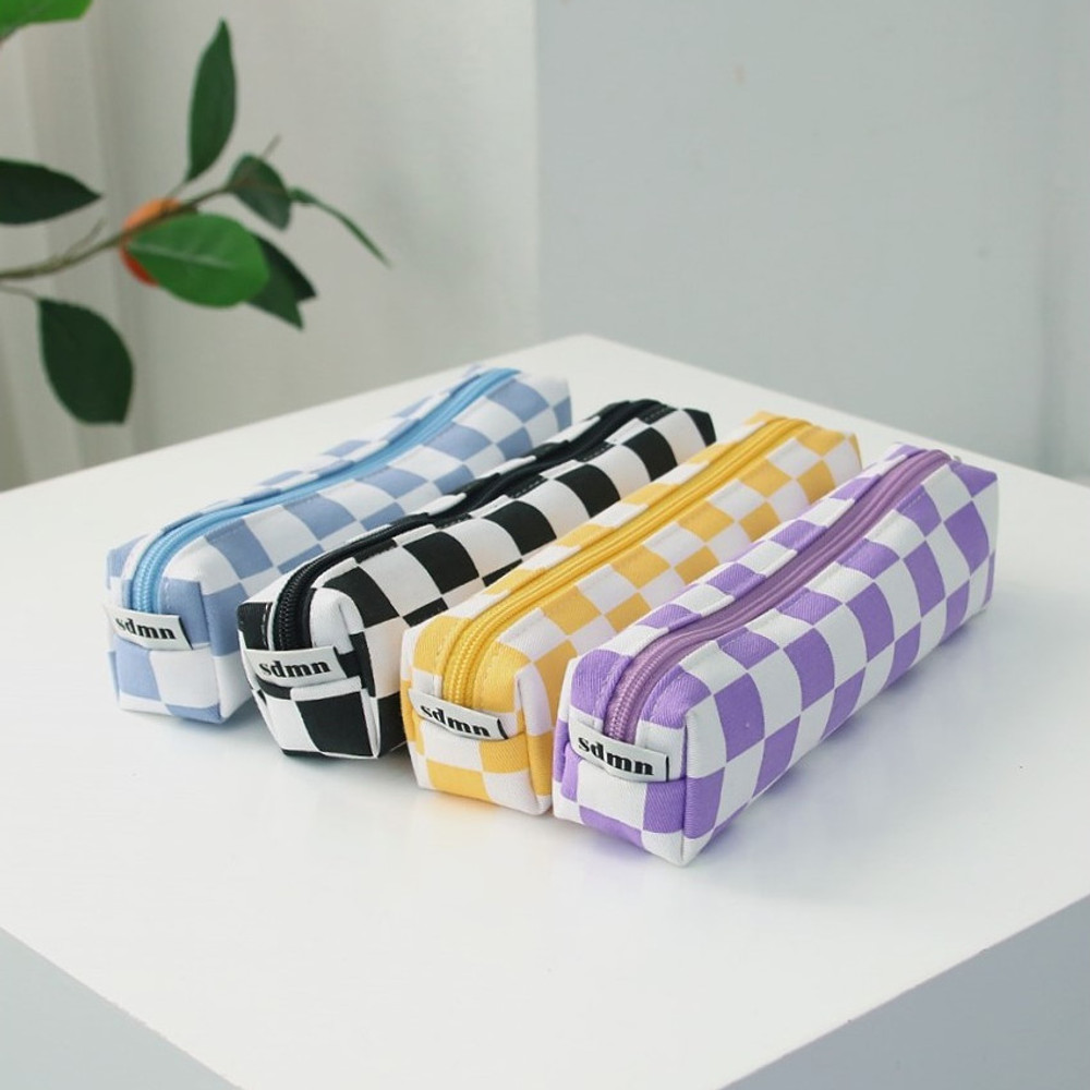 Japanese Cute Plaid Checkerboard Girl Pencil Case High Capacity