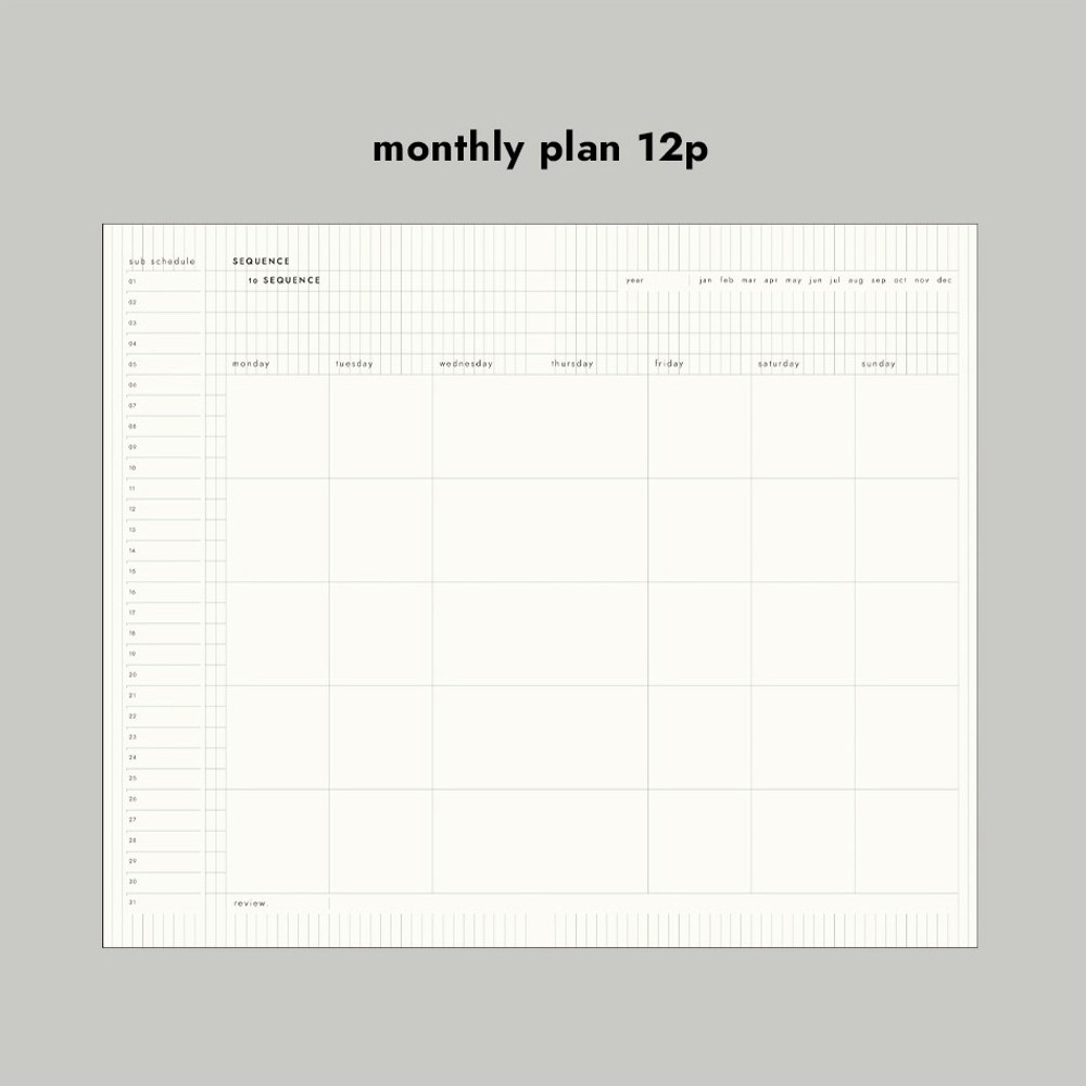 Monthly plan - Sequence to Sequence 6 months Dateless Weekly Diary