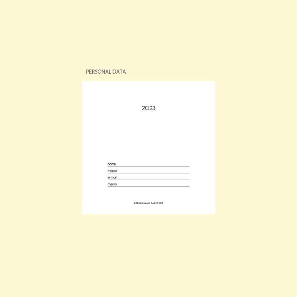 Personal data - 2023 Square Your Dated Weekly Diary Planner