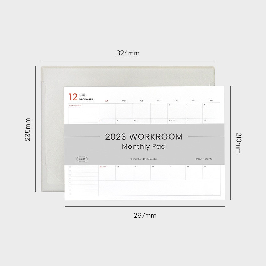 Indigo 2023 Official Workroom Monthly Desk Pad Calendar