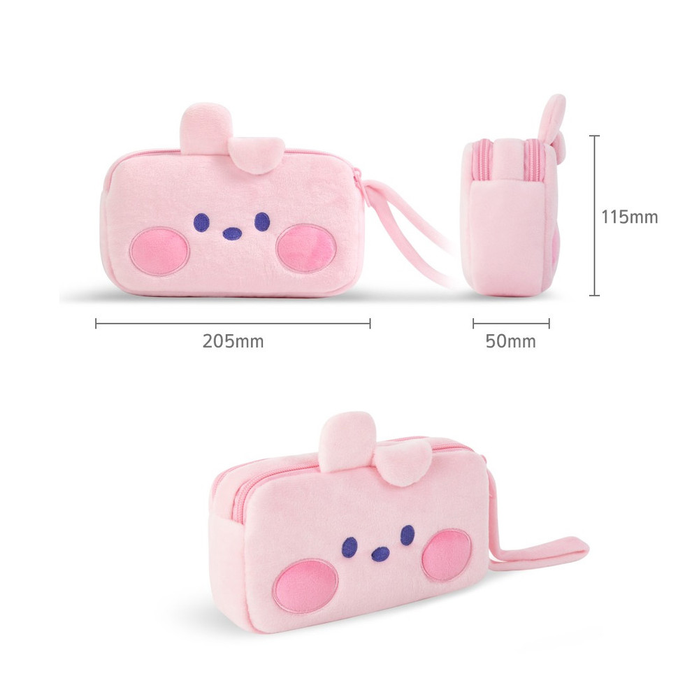 BT21 Minini TATA Plush Double Pockets Zipper Pen Pouch