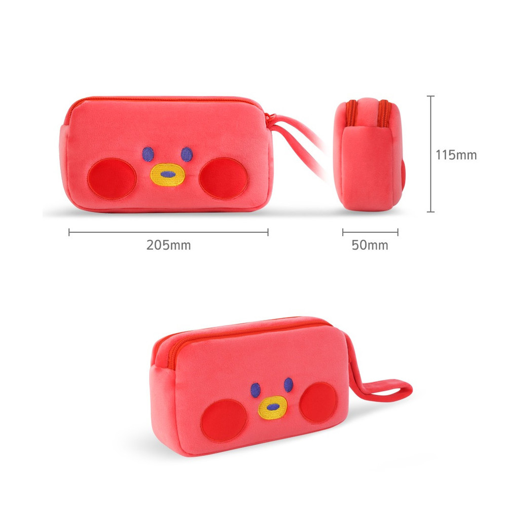 BT21 Minini TATA Plush Double Pockets Zipper Pen Pouch