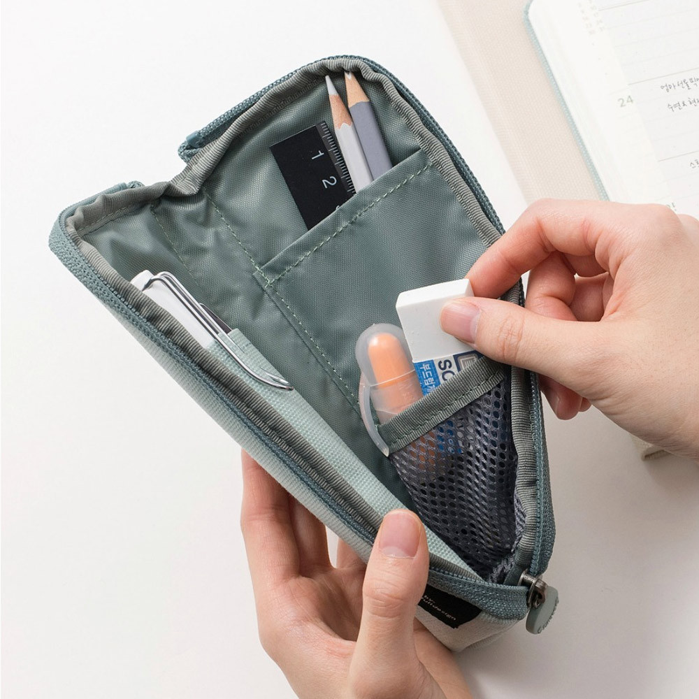 Byfulldesign Double Pockets Zipper Pencil Case Pouch Ver6