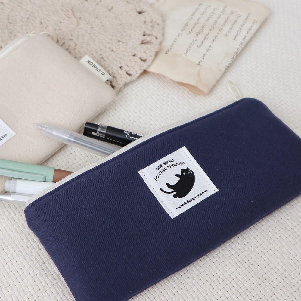 O-check Canvas Standard Zipper Pencil Case