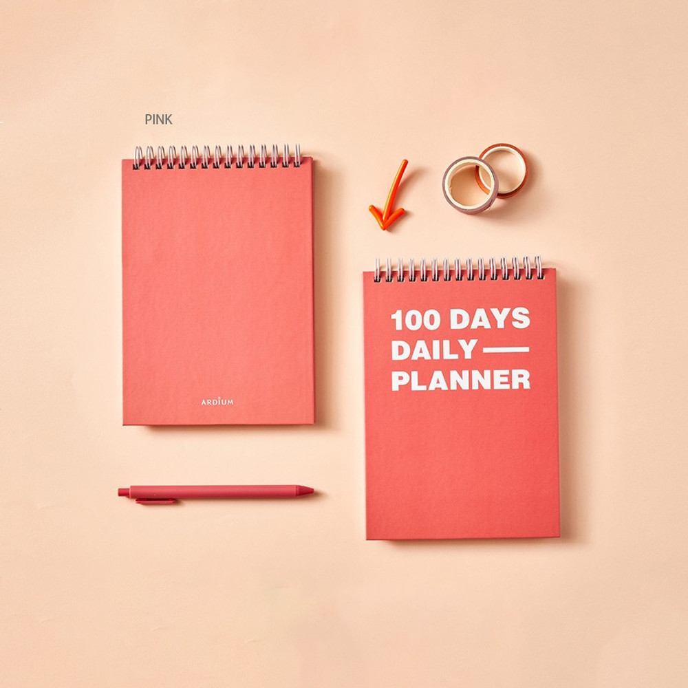 Pink - Ardium 100 Days Dateless Daily Study Planner Ver2