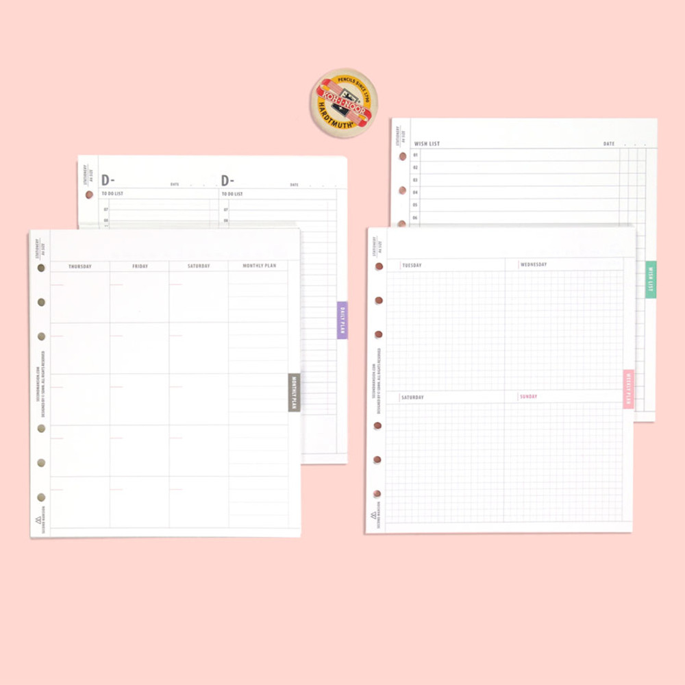  Undated Weekly Planner Inserts fits Personal Size Ring