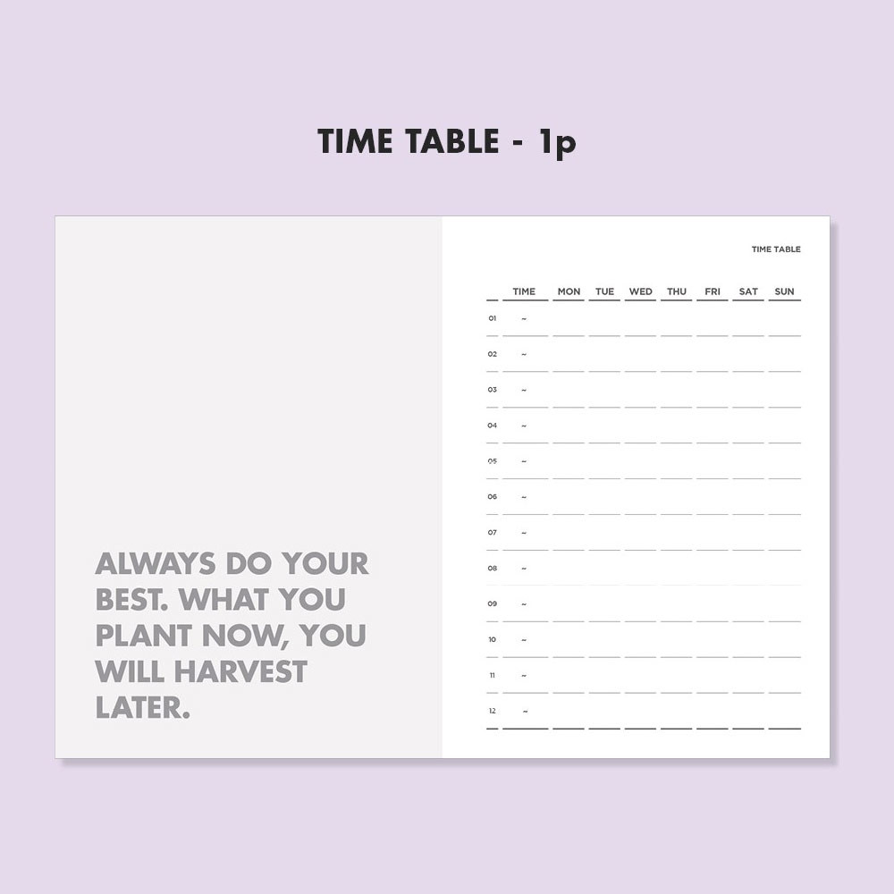 time table - Ardium Perfect Study Club Dateless Daily Planner Ver2