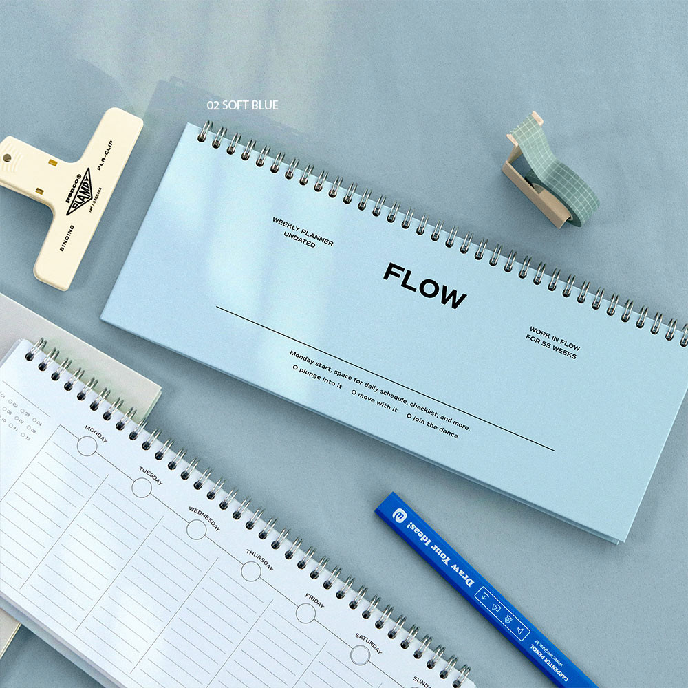 02 soft blue - Iconic Flow Dateless Weekly Desk Planner Scheduler