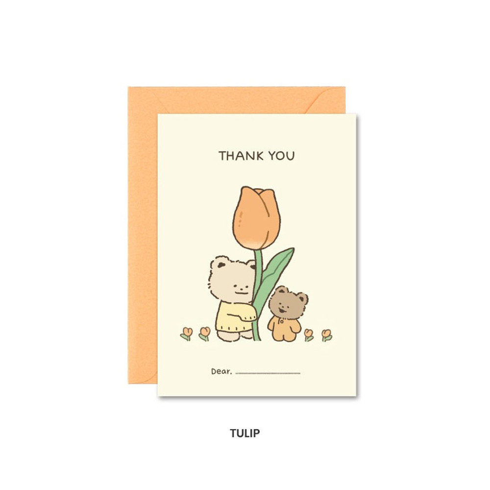 Tulip - Busisi Bear Message Card and Envelope Set