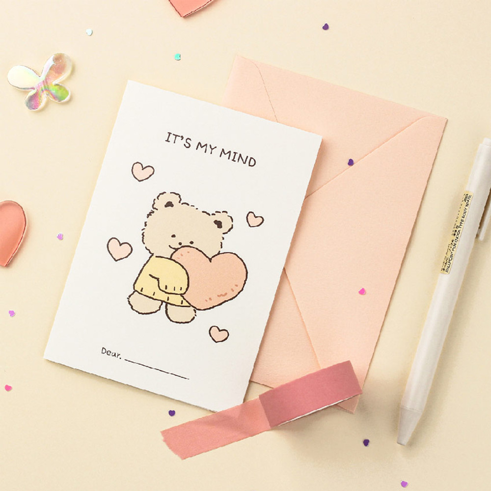 Heart - Busisi Bear Message Card and Envelope Set