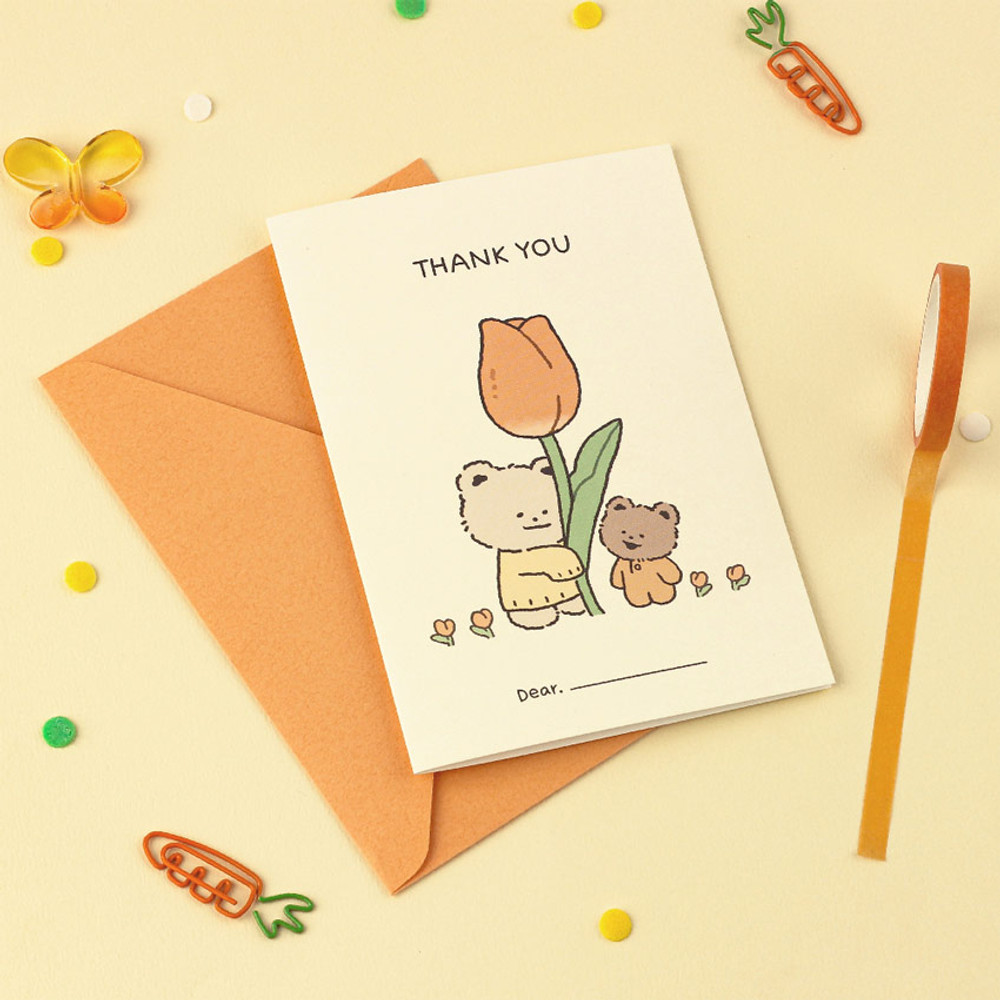 Tulip - Busisi Bear Message Card and Envelope Set