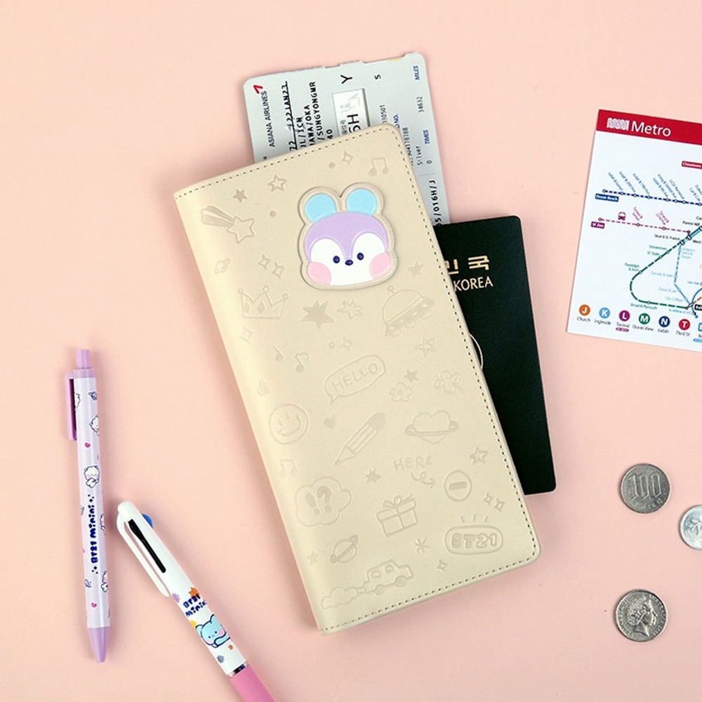 BT21 Minini Mang Leather Patch Passport Holder Cover