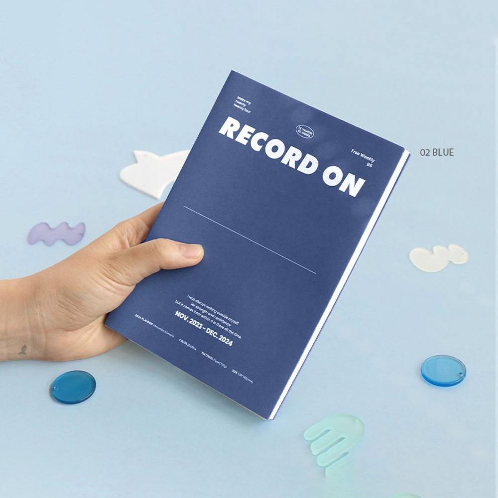 02 blue - Iconic 2024 Record On B6 Dated Weekly Diary Planner