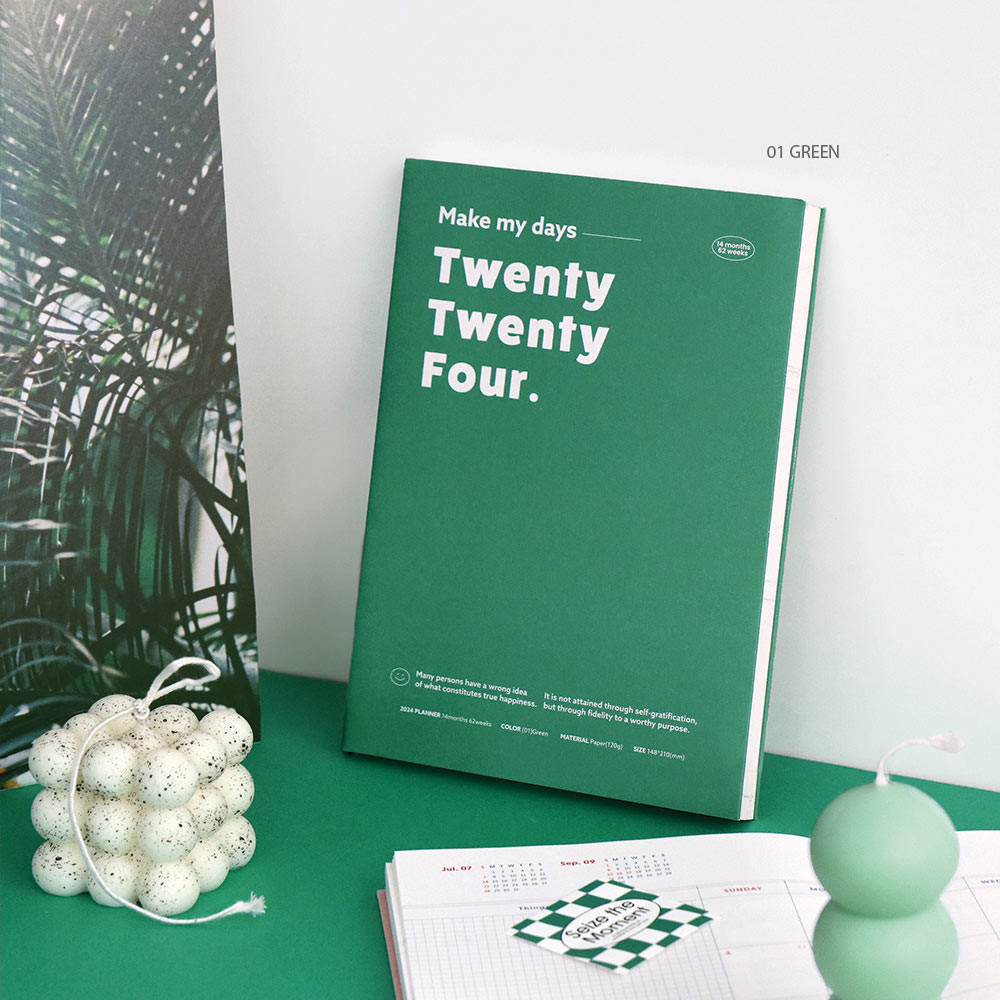 01 green - Iconic 2024 Record On A5 Dated Weekly Diary Planner