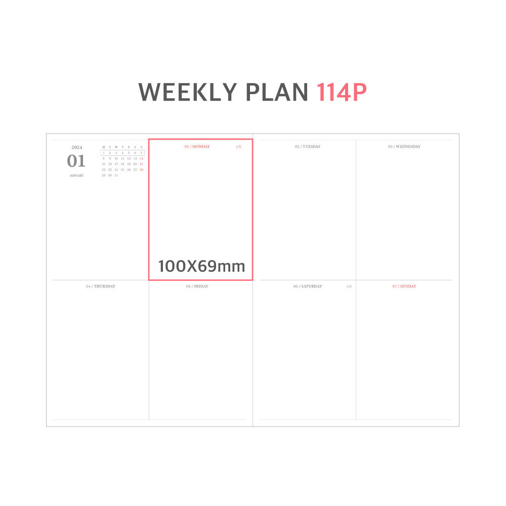 Weekly plan - O-check 2024 Mon Journal A5 Dated Weekly Diary Planner