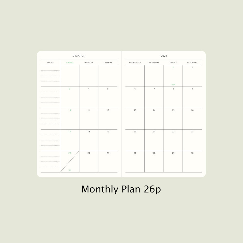 Monthly plan - 2024 Simple B6 Hardcover Dated Weekly Planner