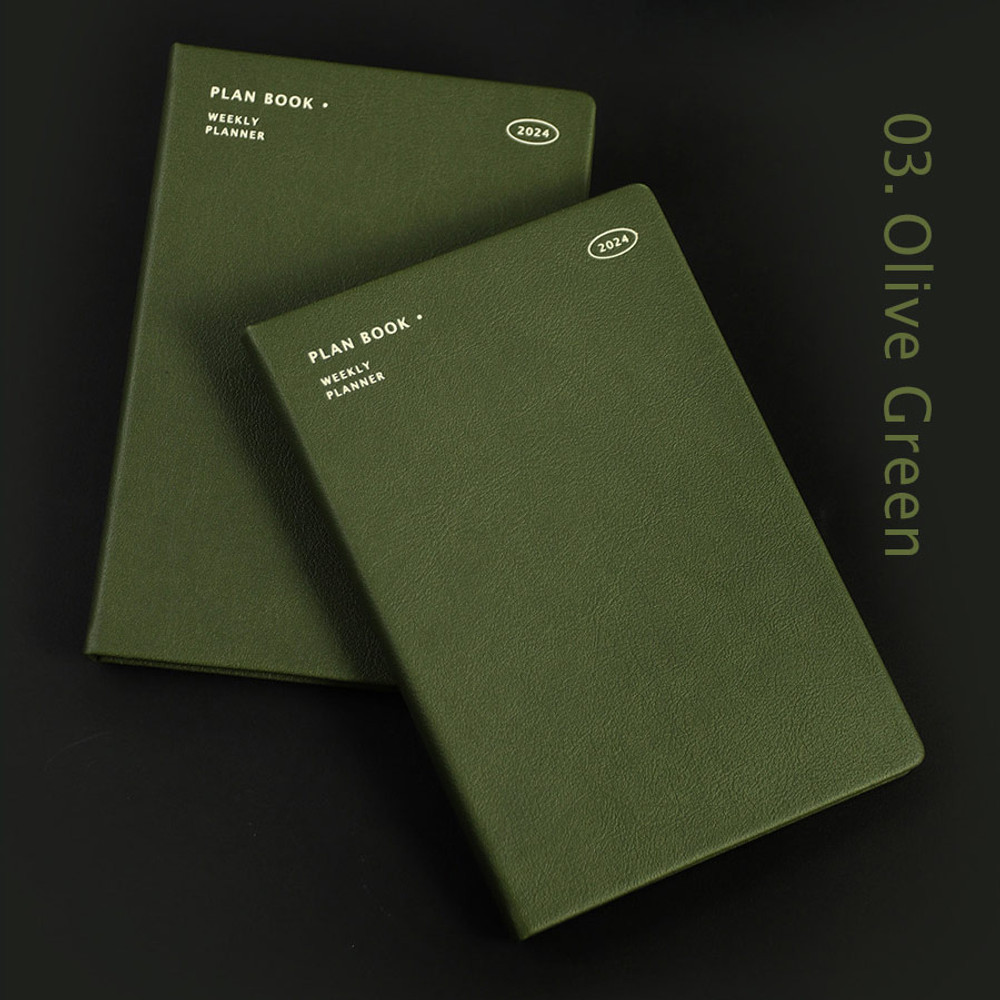 Olive green - 2024 Simple B6 Hardcover Dated Weekly Planner