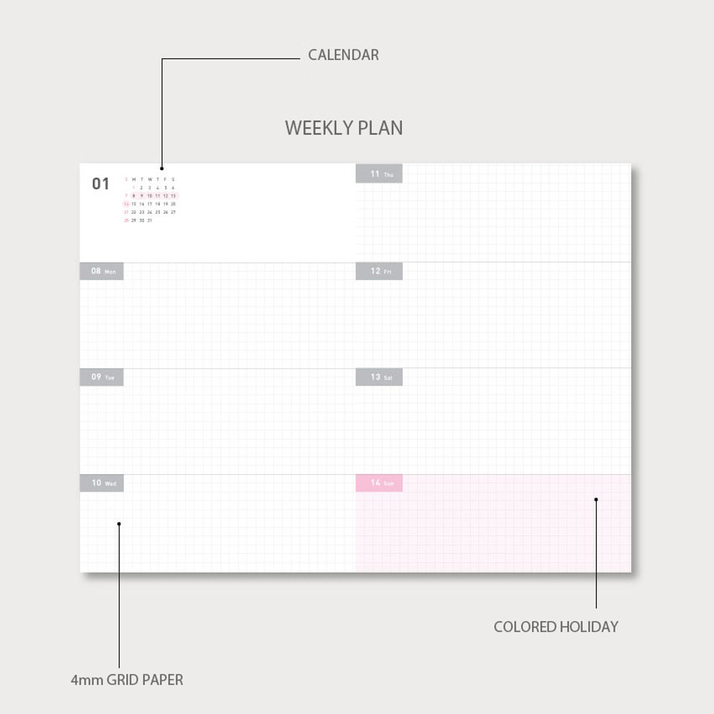Weekly plan - Jam studio 2024 Table Long Dated Weekly Diary Planner