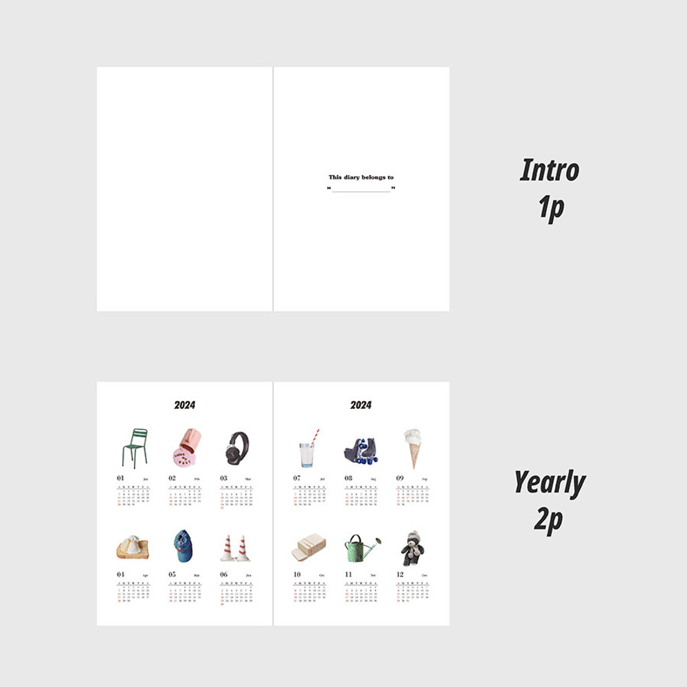Intro, Yearly - 2024 Moderato Vintage Object B6 Dated Weekly Diary