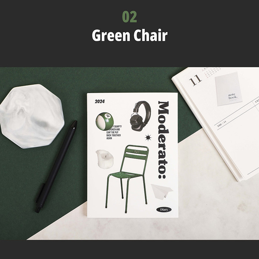 Green chair - 2024 Moderato Vintage Object B6 Dated Weekly Diary