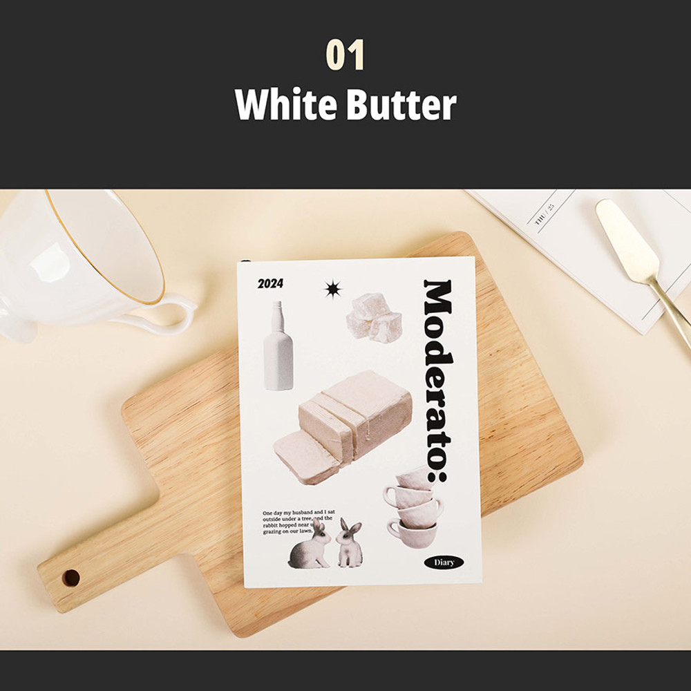 White butter - 2024 Moderato Vintage Object B6 Dated Weekly Diary