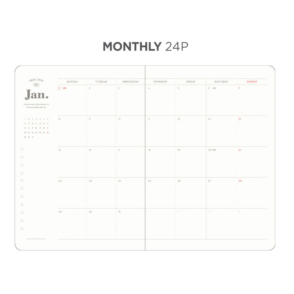 Monthly - 2024 Dot Your Day Dated B6 Weekly Planner Diary