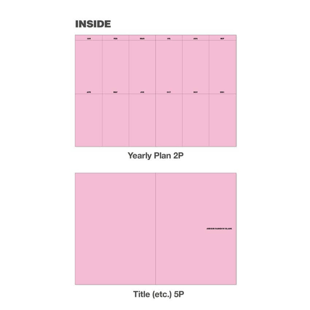 inner paper - Ardium Rainbow Hardcover Dateless Monthly Planner Notebook