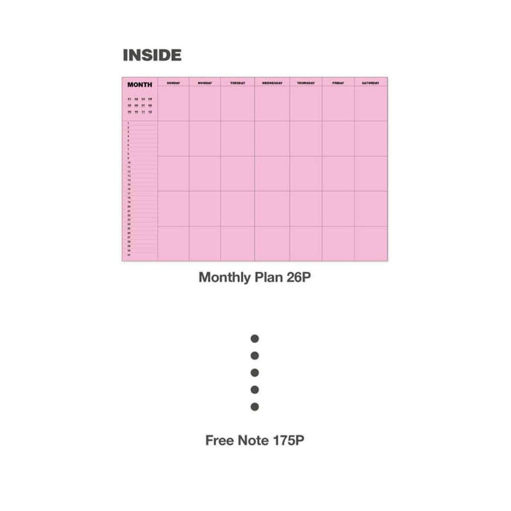 inner paper - Ardium Rainbow Hardcover Dateless Monthly Planner Notebook