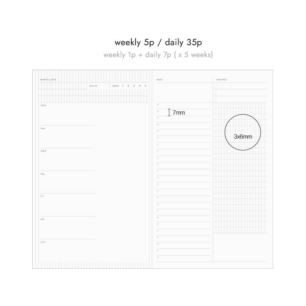 weekly 5p / daily 35p - After The Rain Daily Sequence 1 month Undated Planner