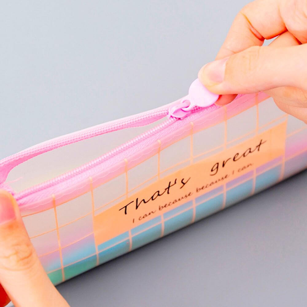 zipper closure - Brisk Style Clear And Pink Zipper Pencil Case