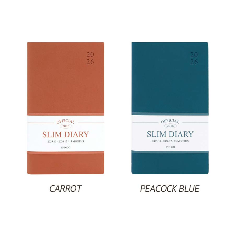 Carrot, Peacock blue - 2026 Official Slim Dated Monthly Planner Scheduler
