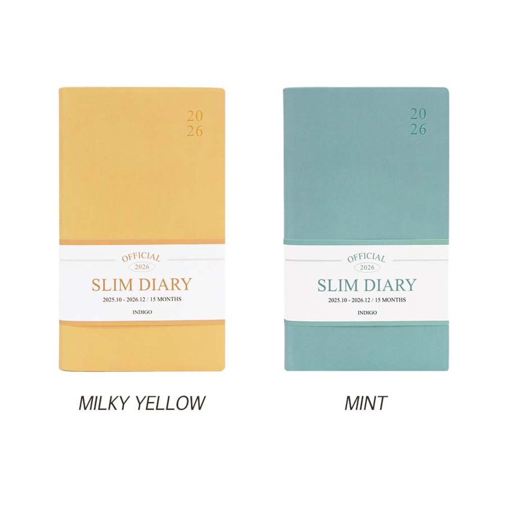 Milky yellow, Mint - 2026 Official Slim Dated Monthly Planner Scheduler