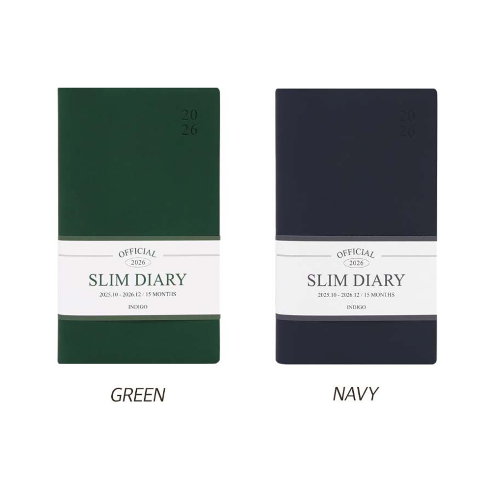 Green, Navy - 2026 Official Slim Dated Monthly Planner Scheduler