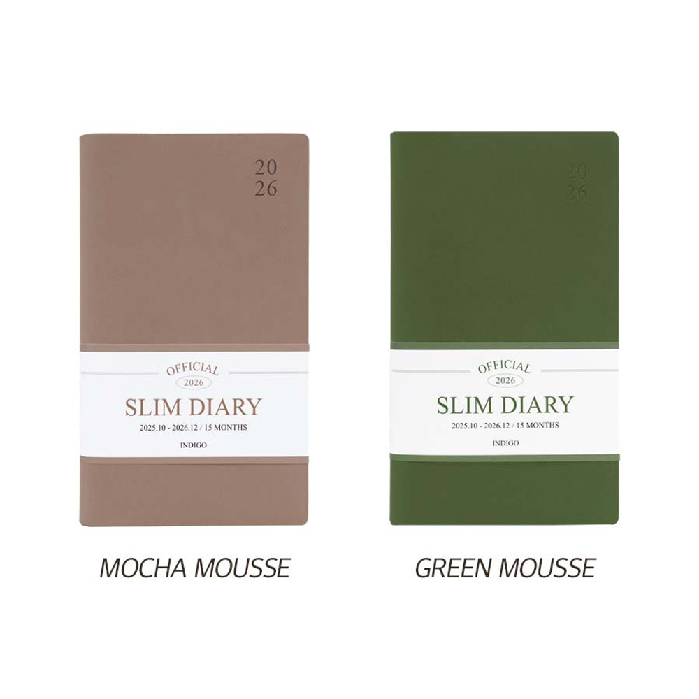 Mocha Mousse, Green Mousse - 2026 Official Slim Dated Monthly Planner Scheduler
