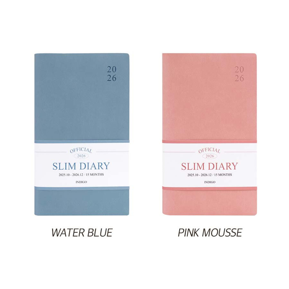 Water blue, Pink mousse - 2026 Official Slim Dated Monthly Planner Scheduler