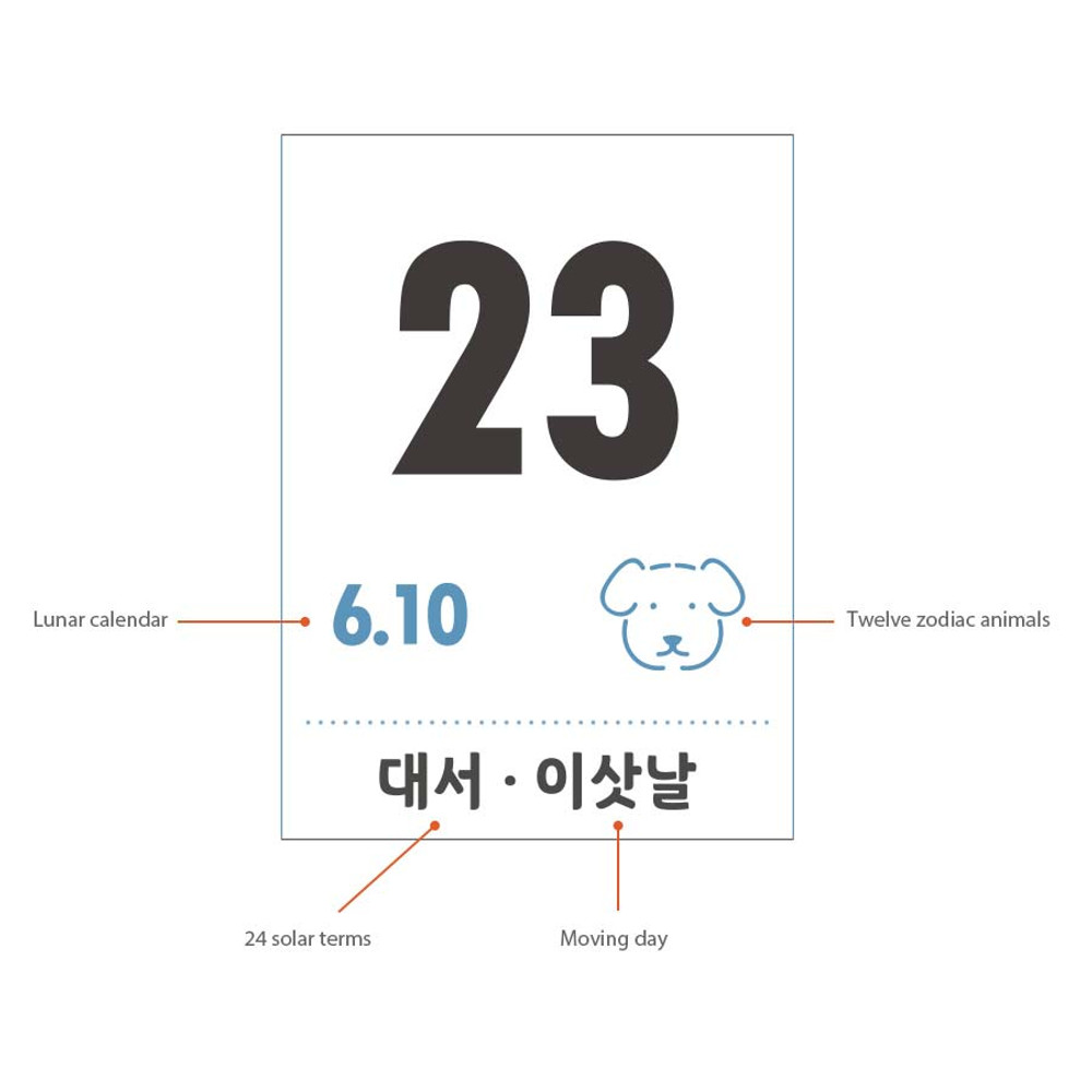 Traditional Korean elements - Indigo 2026 Lunar Korean Retro Monthly Desk Calendar