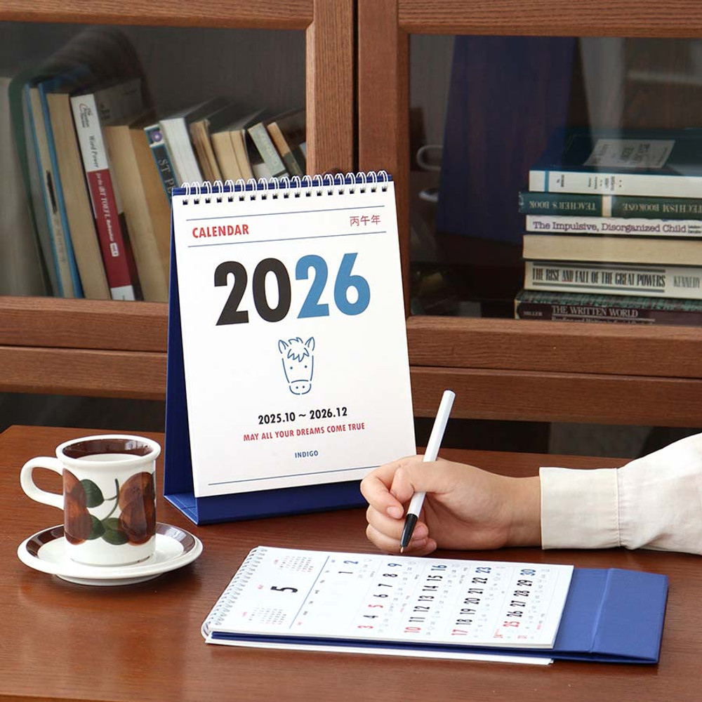 Indigo 2026 Lunar Korean Retro Monthly Desk Calendar