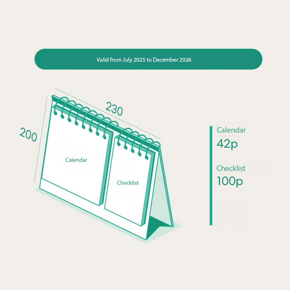 Size - GMZ 2026 Check Dual Life Desk Calendar Scheduler