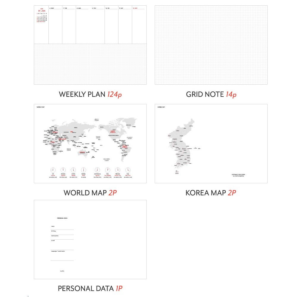 Planner pages - Iconic 2025 Simple Medium Dated Weekly Planner