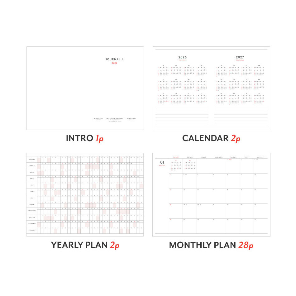 JOURNEY カレンダー & ポスターセット Iconic 2026 Journal Journey Planner - B6 Weekly Dated Diary